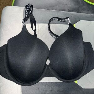 Victoria's Secret Black Padded T-Shirt Bra with Branded Straps